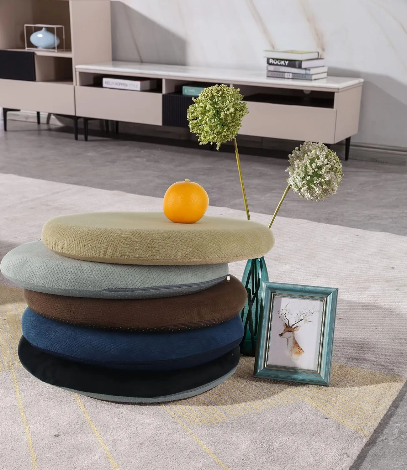 Sigmat Memory Foam Seat Cushion Anti-slip Soft Round Stool Cushion Chair Pad 13 Inch Camel