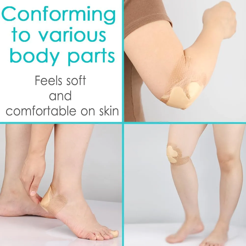 Silicone Heel Bordered Foam Dressing Waterproof Absorbent Wounds Bandages Pressure Sore Adhesive Border Protector for Cracked Heels/Ankle/Elbow Bedsore Ulcer 5"x8" Pack of 4