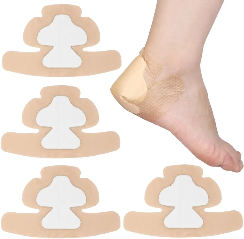 Silicone Heel Bordered Foam Dressing Waterproof Absorbent Wounds Bandages Pressure Sore Adhesive Border Protector for Cracked Heels/Ankle/Elbow Bedsore Ulcer 5"x8" Pack of 4