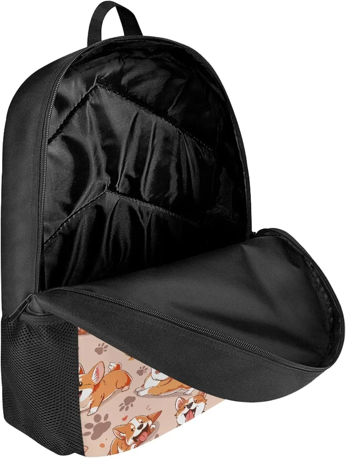 Simple School Bag for Kids Dog Corgi Backpack for Student Cute Print Large Capacity Bookbag with Adjustable Shoulder Straps Lightweight Sturdy Backpack for Boys Girls