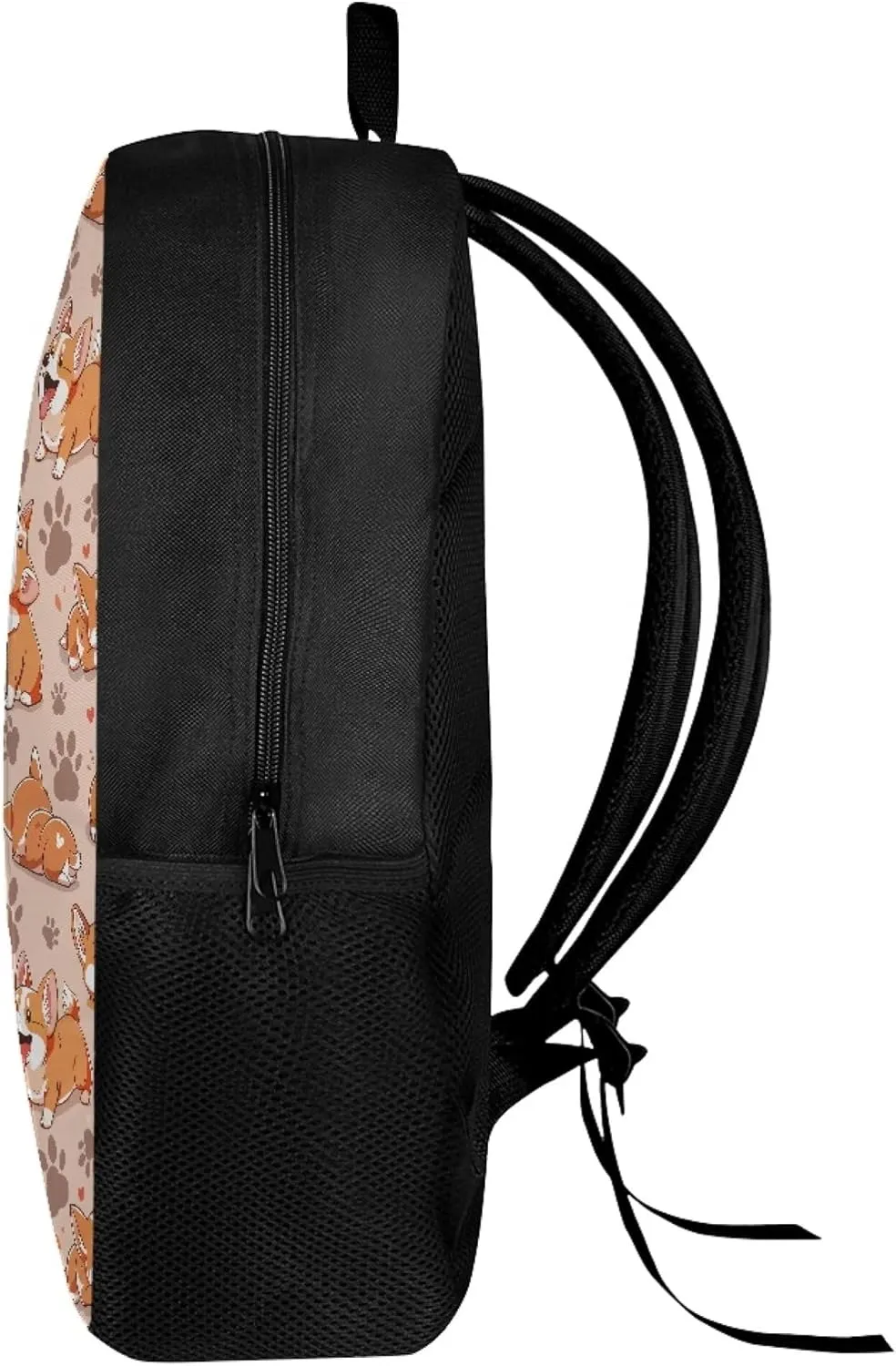 Simple School Bag for Kids Dog Corgi Backpack for Student Cute Print Large Capacity Bookbag with Adjustable Shoulder Straps Lightweight Sturdy Backpack for Boys Girls