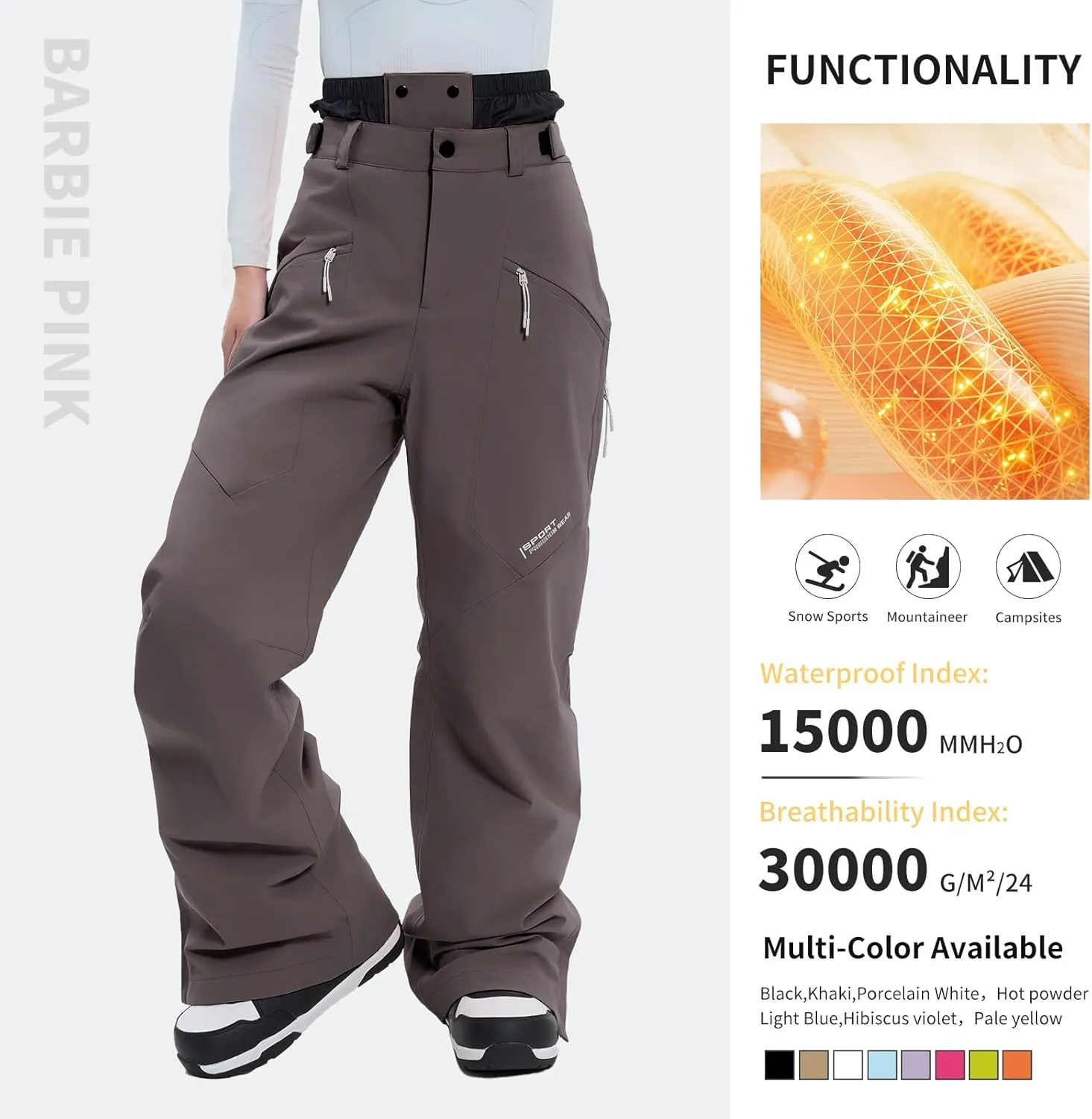 Ski Pants Snow Snowboard Pants Waterproof Insulated Baggy Windproof Hiking Winter Warm for Men Women
