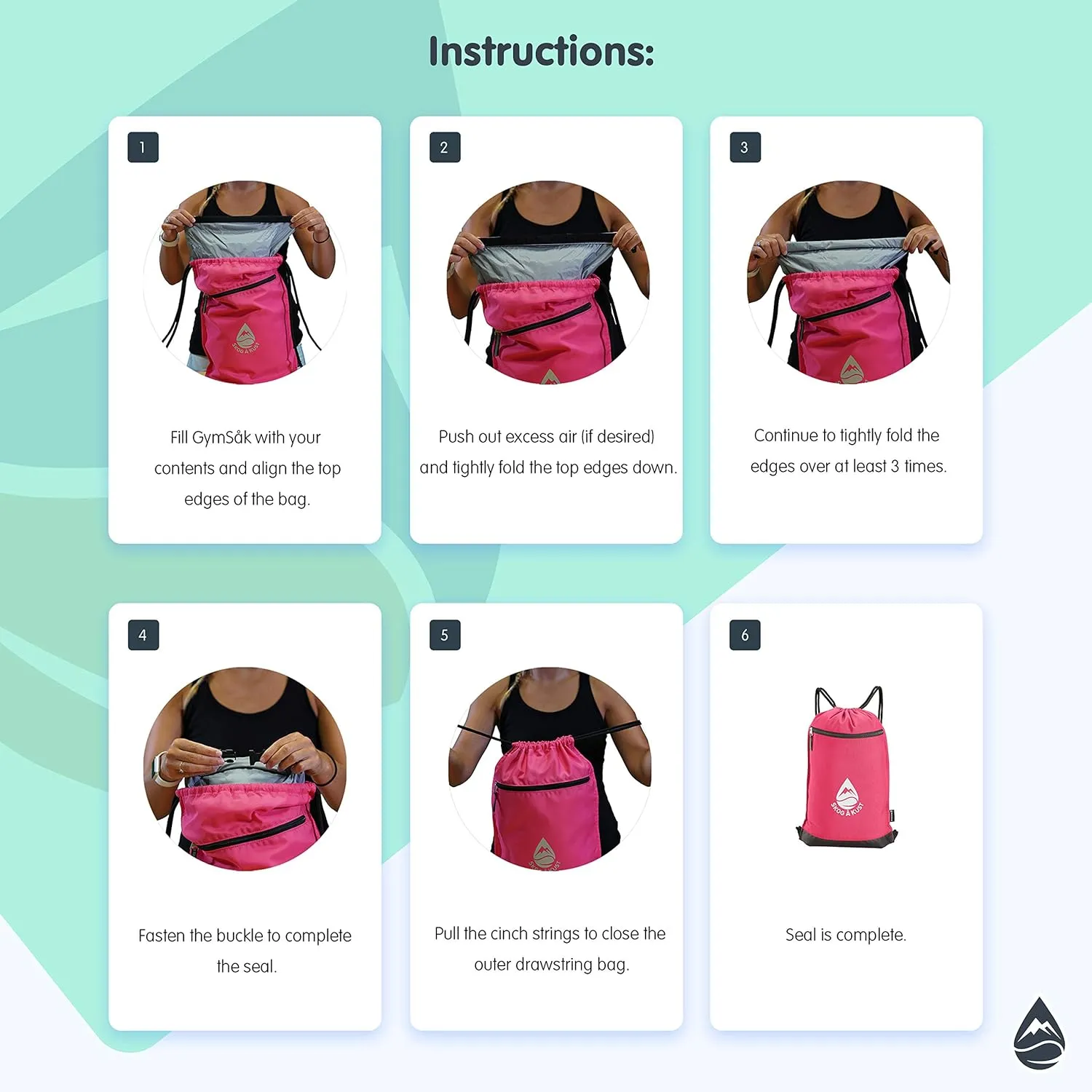 Skog Å Kust GymSak | Patented 2-in-1 Drawstring Cinch Bag with Removable Waterproof Dry Bag | Palm