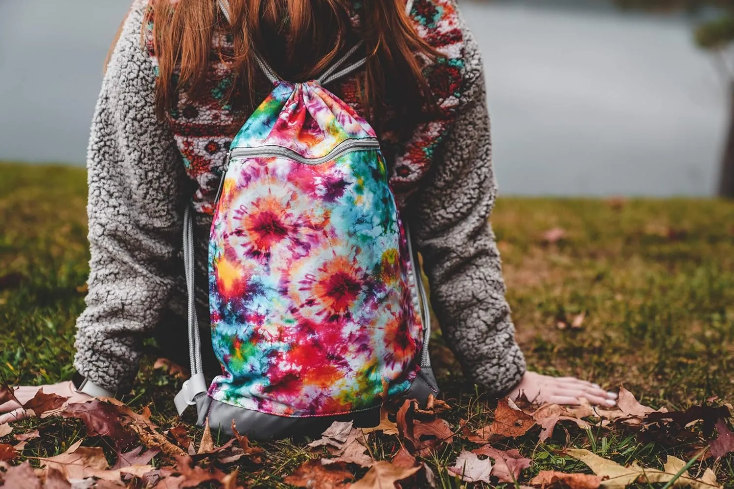 Skog Å Kust GymSak | Patented 2-in-1 Drawstring Cinch Bag with Removable Waterproof Dry Bag | Palm