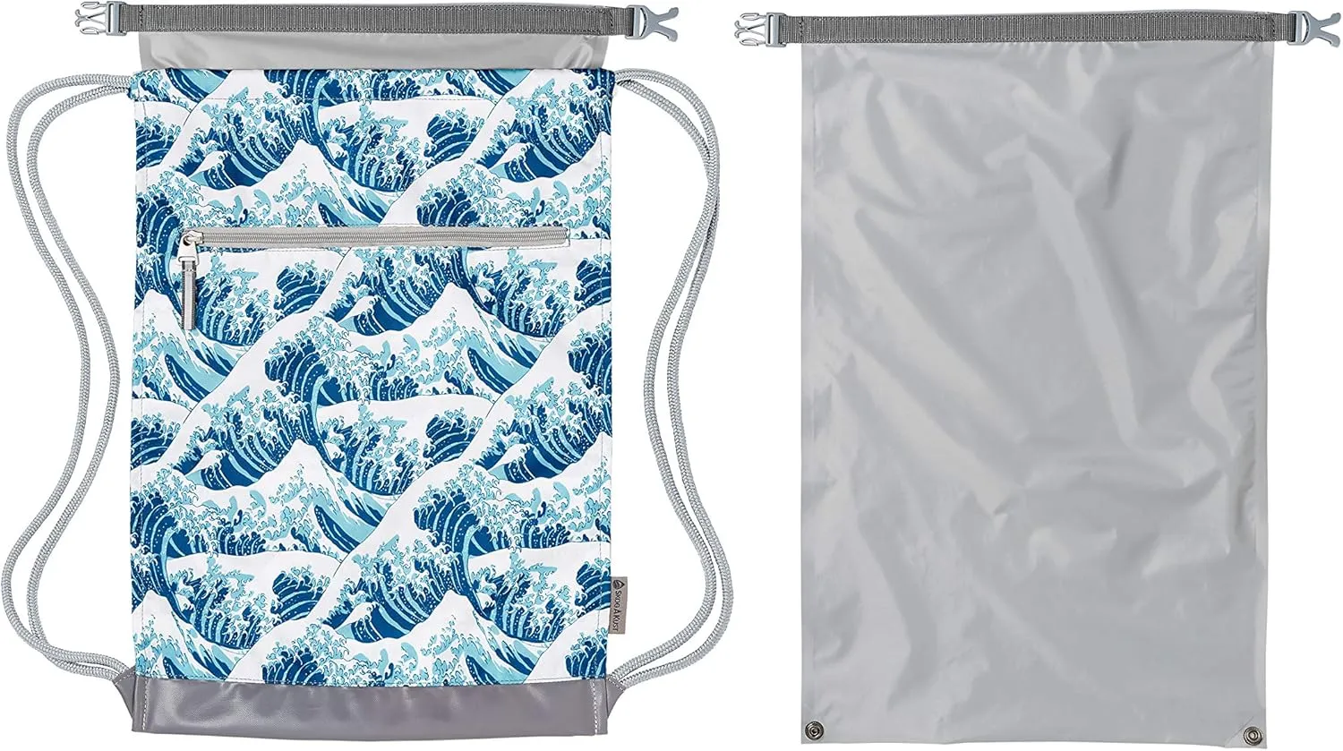 Skog Å Kust GymSak | Patented 2-in-1 Drawstring Cinch Bag with Removable Waterproof Dry Bag | Waves