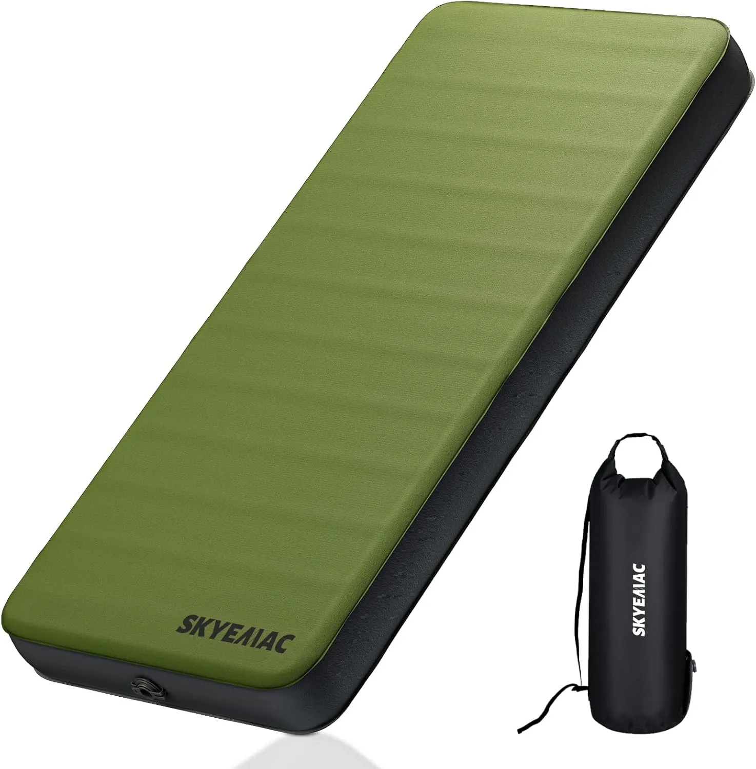 SKYEMAC 4" Thick Self Inflating Sleeping Pad with 13R Memory Foam, 78" x 29" Camping Mattress with Pump Sack, Portable Roll Up Bed, Inflatable Outdoor Mat for Rooftop Tent Car Truck Van, 4 Season