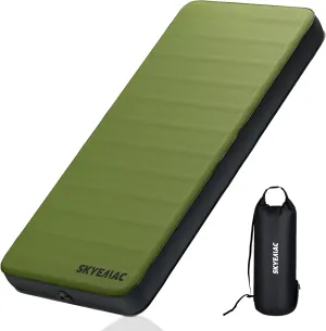 SKYEMAC 4" Thick Self Inflating Sleeping Pad with 13R Memory Foam, 78" x 29" Camping Mattress with Pump Sack, Portable Roll Up Bed, Inflatable Outdoor Mat for Rooftop Tent Car Truck Van, 4 Season