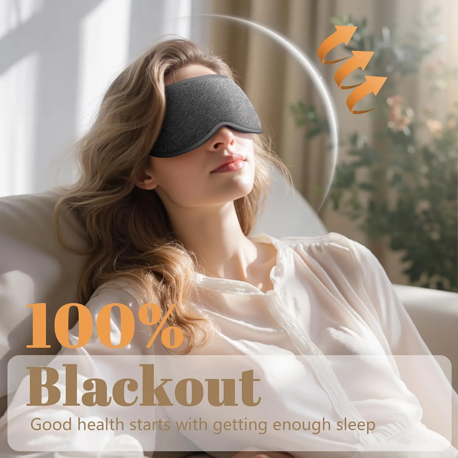 Sleep Mask for Men Women - Blackout Eye Masks for Sleep, Zero Pressure 3D Sleeping Mask, Adjustable Light Blocking Eye Cover Blindfold for Travel, Nap, Night Work, Office - Gray