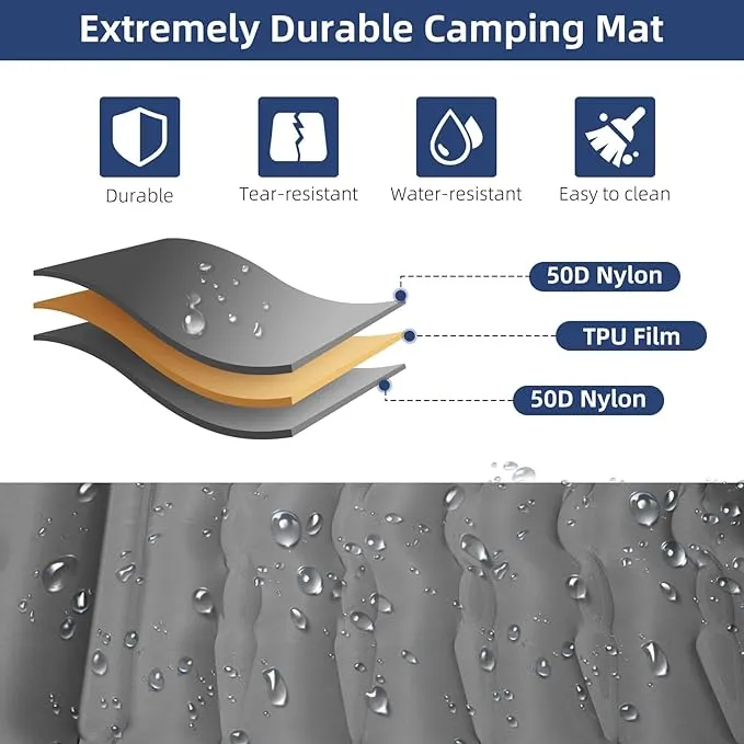 Sleeping Pad, Ultralight Thicken Inflatable Sleeping Pad for Camping, Built-in Pump, Great for Camping, Hiking, Carry Bag, Repair Kit, Compact & Lightweight Air Mattress(Gray)