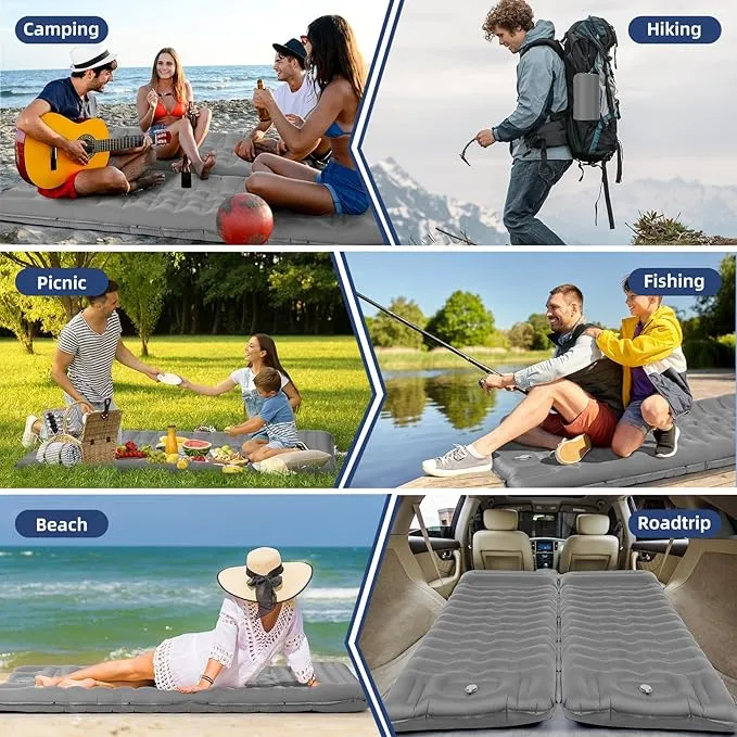 Sleeping Pad, Ultralight Thicken Inflatable Sleeping Pad for Camping, Built-in Pump, Great for Camping, Hiking, Carry Bag, Repair Kit, Compact & Lightweight Air Mattress(Gray)