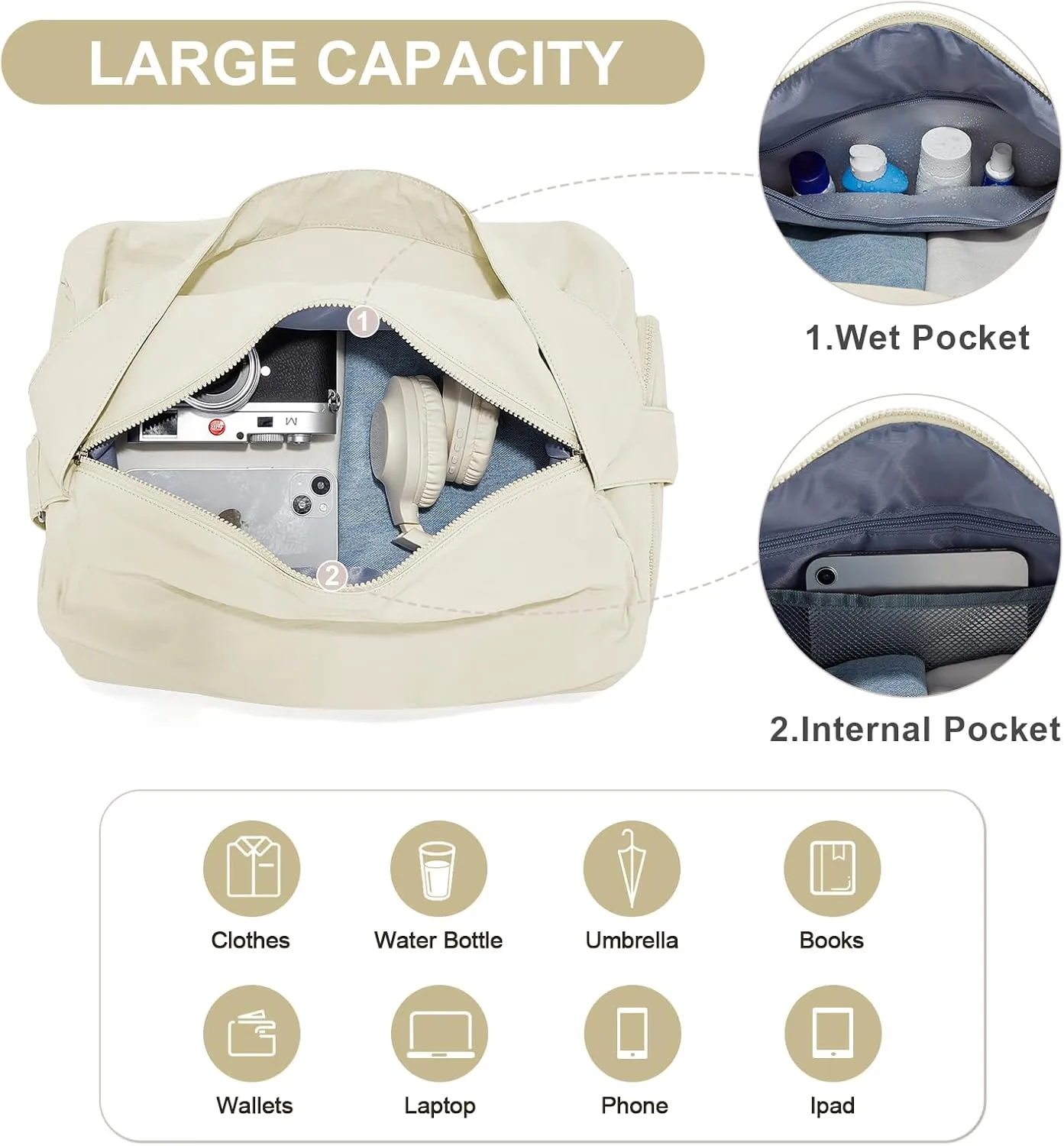 Small Gym Bag with Shoe Compartment, Workout Sport Duffle Bag for Women Travel, Waterproof Shoulder Overnight Bags Lightweight Carry on Tote Bags for Swim, Yoga, Dance