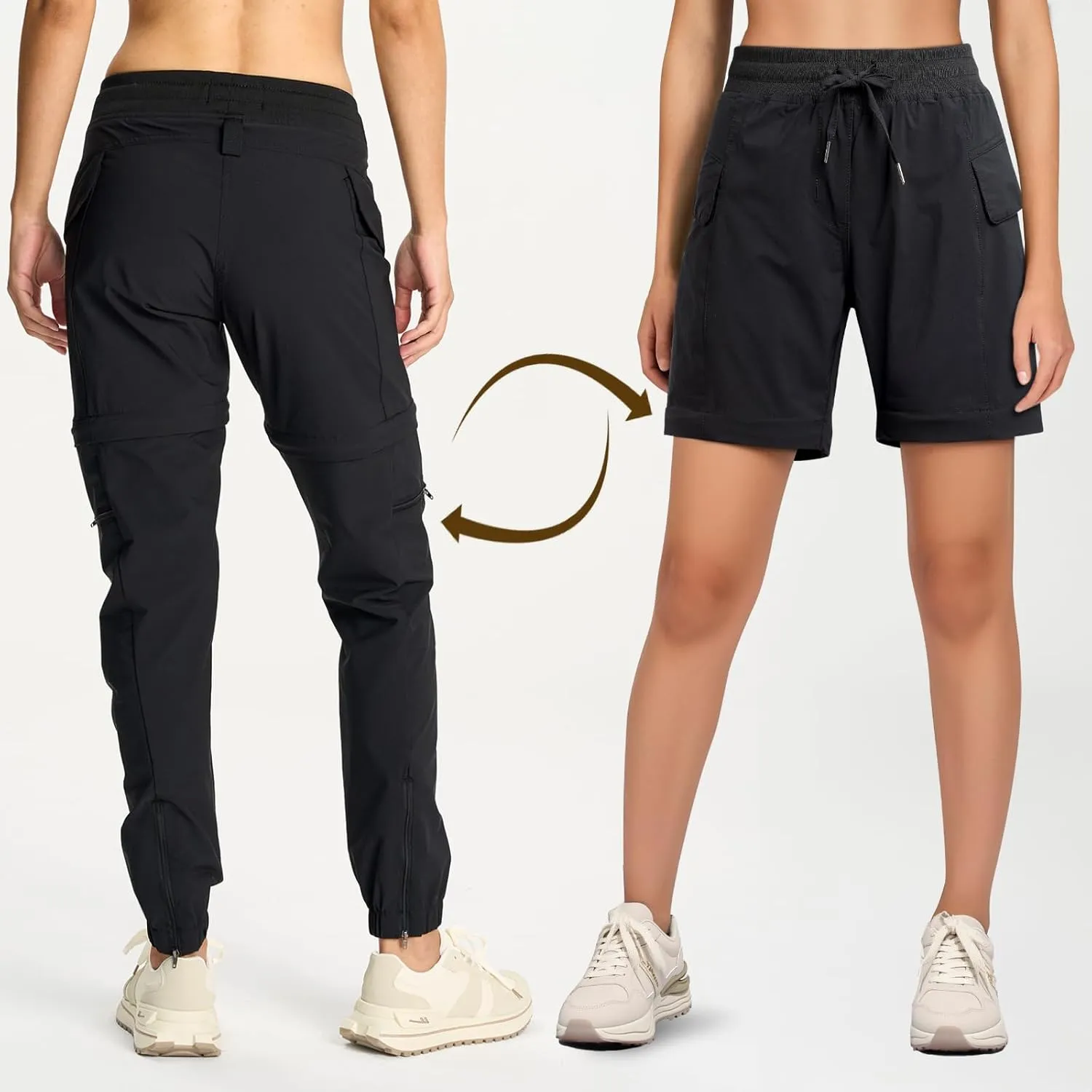 smawell Women's Hiking Pants Convertible Lightweight Zip-Off Outdoor Pants Quick Dry Joggers with Pocket