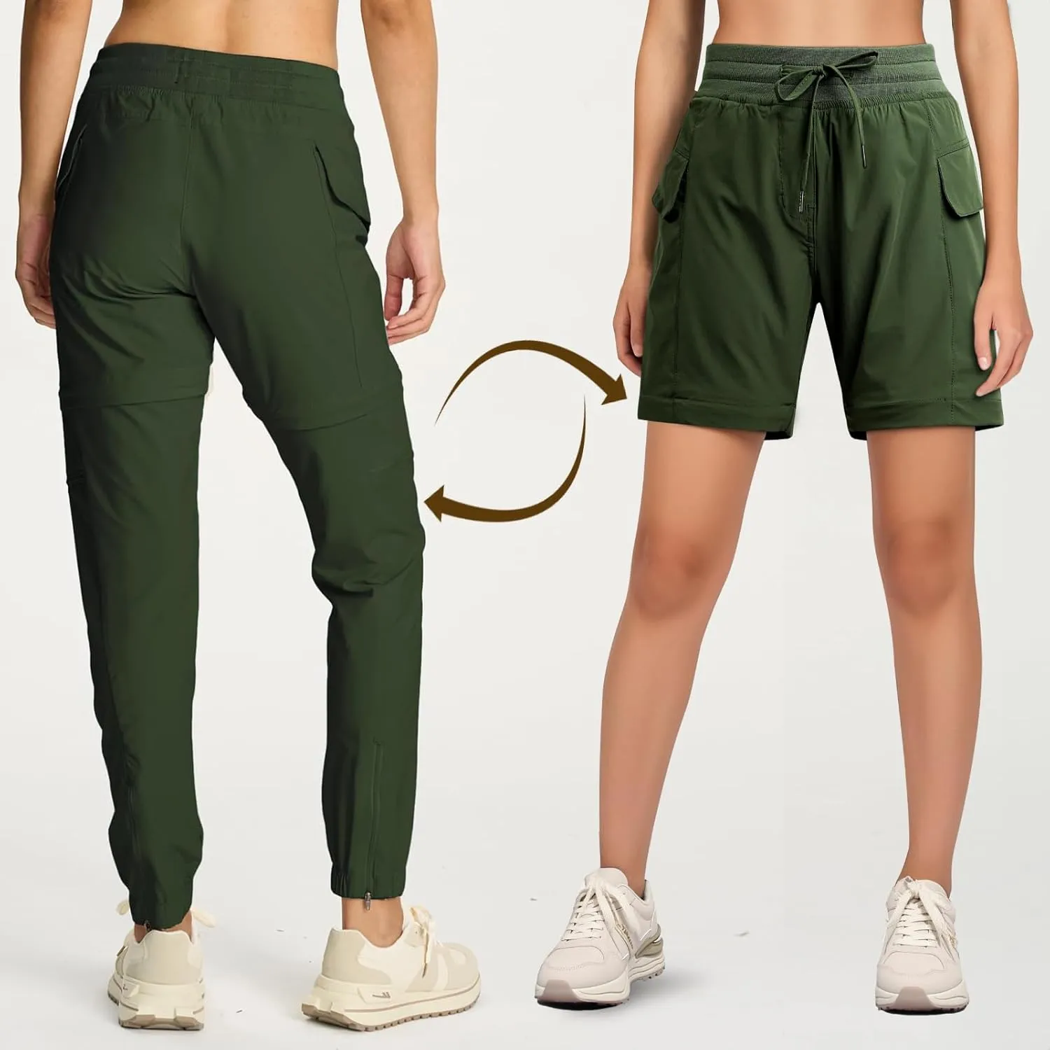 smawell Women's Hiking Pants Convertible Lightweight Zip-Off Outdoor Pants Quick Dry Joggers with Pocket