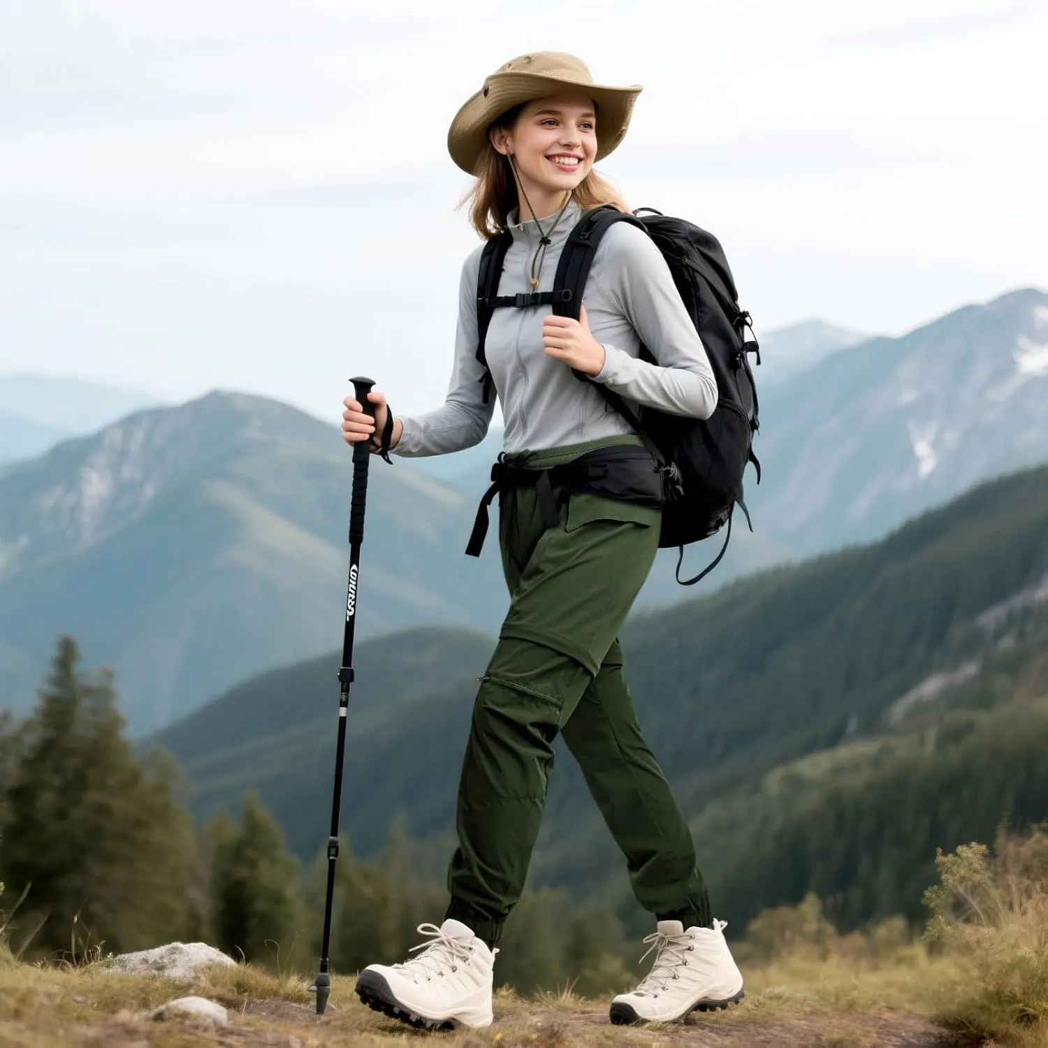 smawell Women's Hiking Pants Convertible Lightweight Zip-Off Outdoor Pants Quick Dry Joggers with Pocket