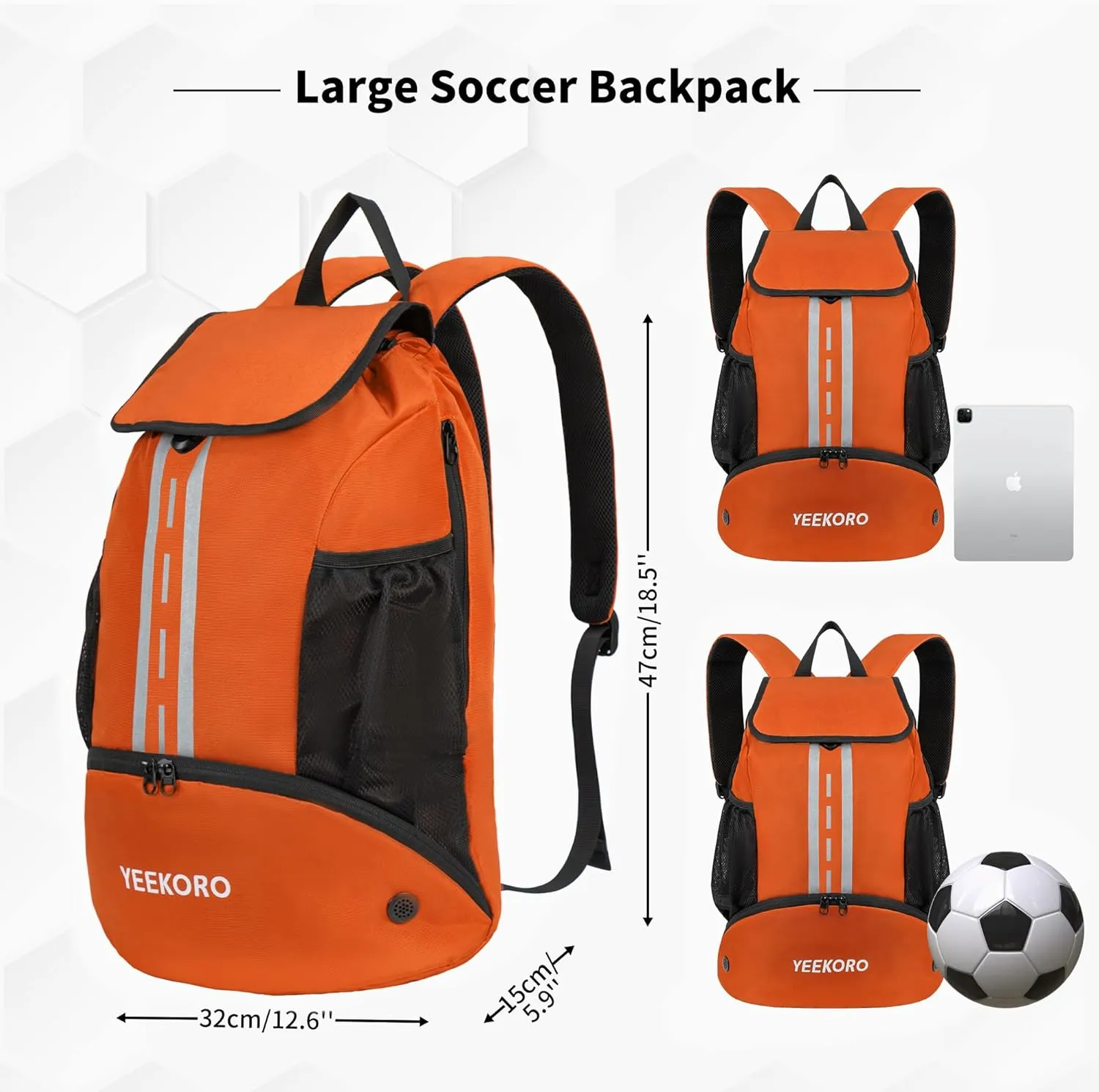 Soccer Backpack Multifunctional Sport Gym Bags with Dry-wet Separate & Shoe Compartment for Basketball Volleyball