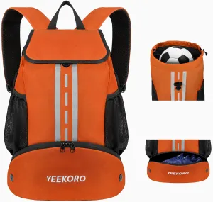 Soccer Backpack Multifunctional Sport Gym Bags with Dry-wet Separate & Shoe Compartment for Basketball Volleyball
