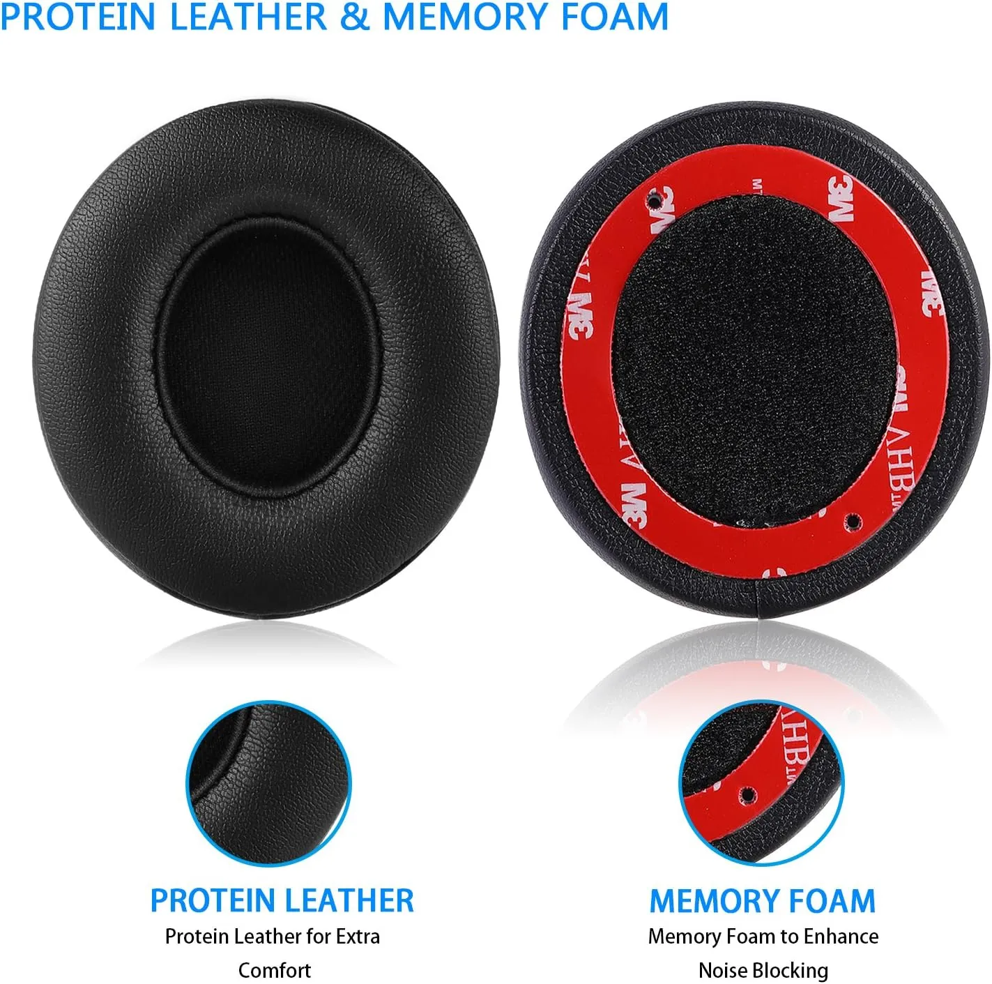 Solo 2 Wired Replacement Earpads - JECOBB Ear Cushion Pads with Protein Leather and Memory Foam for Beats Solo2 Wired On-Ear Headphones by Dr. Dre ONLY (DO NOT FIT Solo 2/3 Wireless) (Black)