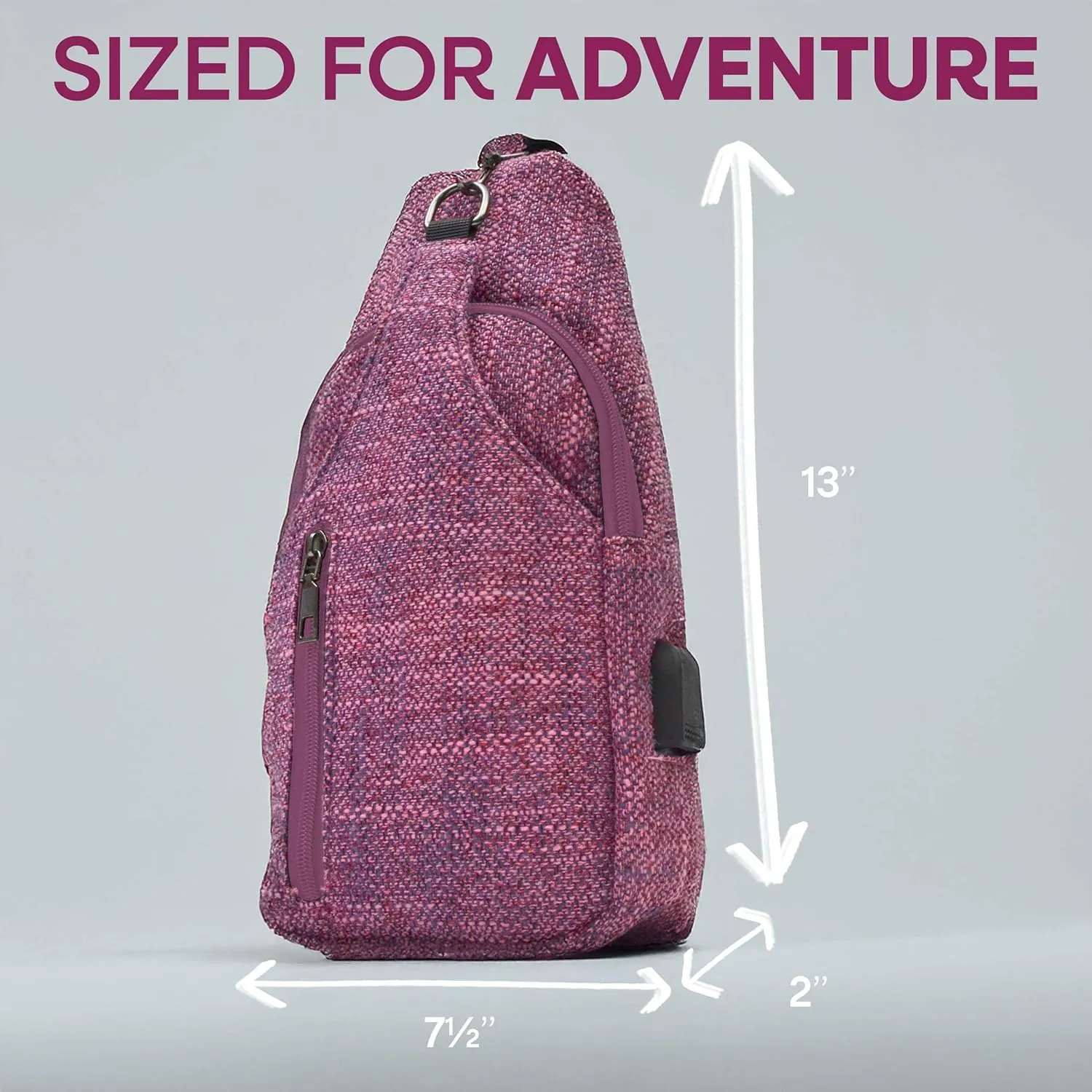 Sonoma Antitheft Daypack Crossbody Sling Backpack, USB Charging, Lightweight Day Pack for Travel, Hiking, Everyday, Regular Mauve Floral