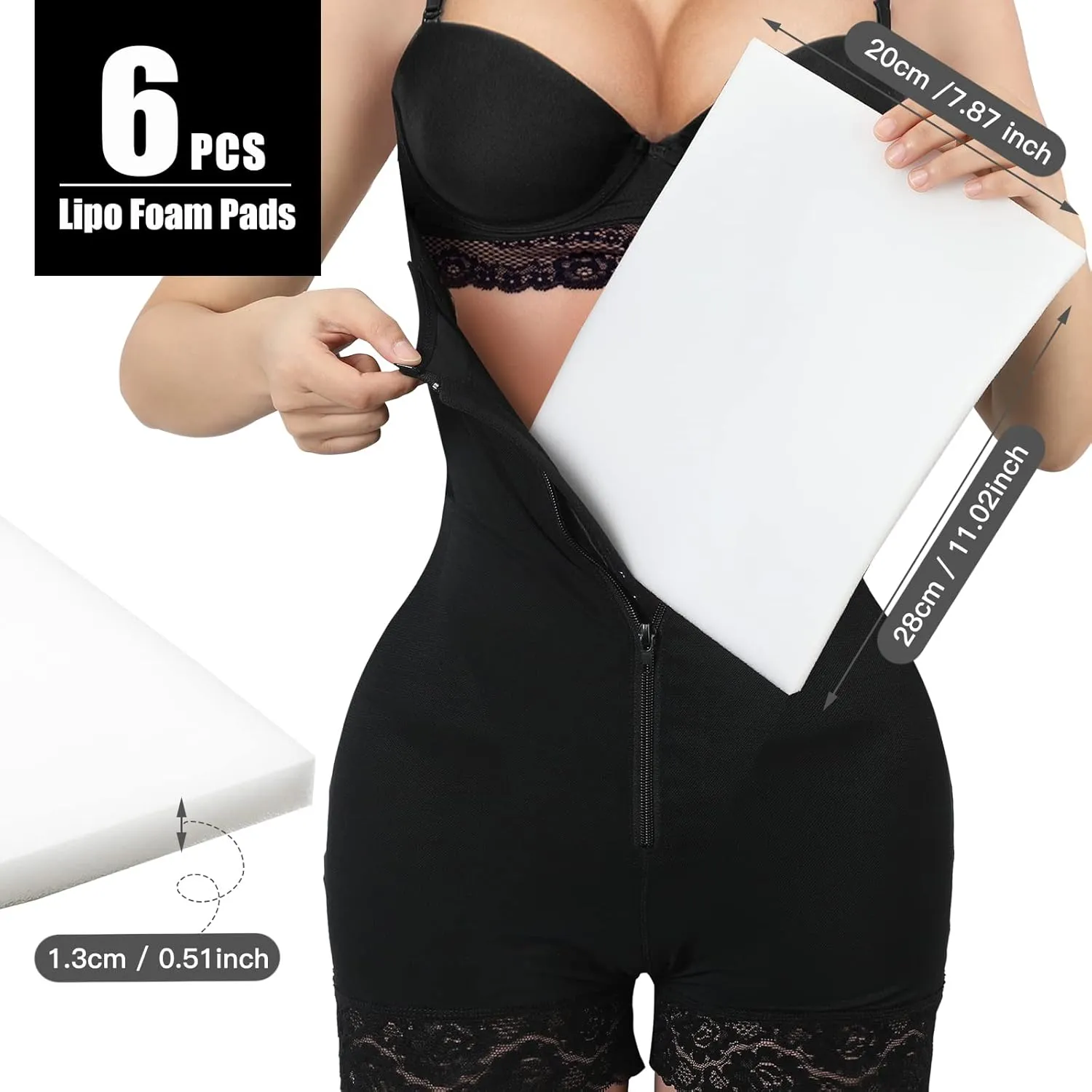 Sosation 6 Pcs Lipo Foam Board Post Surgery Foam Pads for Lipo Recovery Supplies Surgery Post liposuction pad Compression Garment, 8 x 11 Inches, White