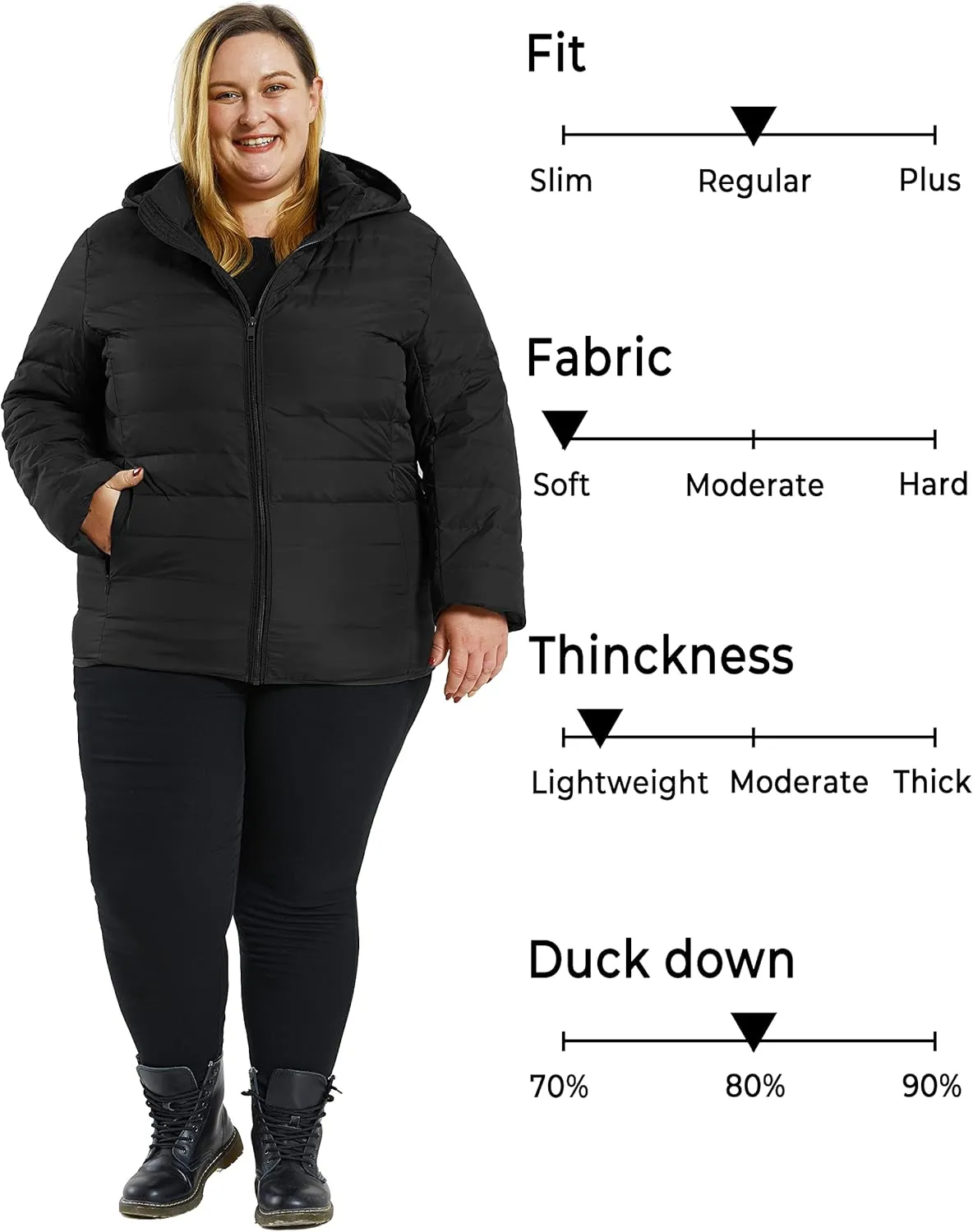 Soularge Women's Plus Size Winter Packable Lightweight Down Coat with Detachable Hood