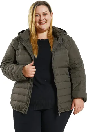 Soularge Women's Plus Size Winter Packable Lightweight Down Coat with Detachable Hood
