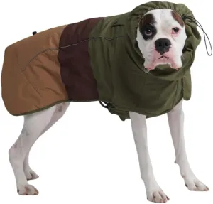 Spark Paws Dog Raincoat, Waterproof Windproof Rain Jacket, for Small Medium Large Extra Large Dogs, Reflective Breathable Full-Body Coverage Dry Suit - Green Brown Tan, 2XL