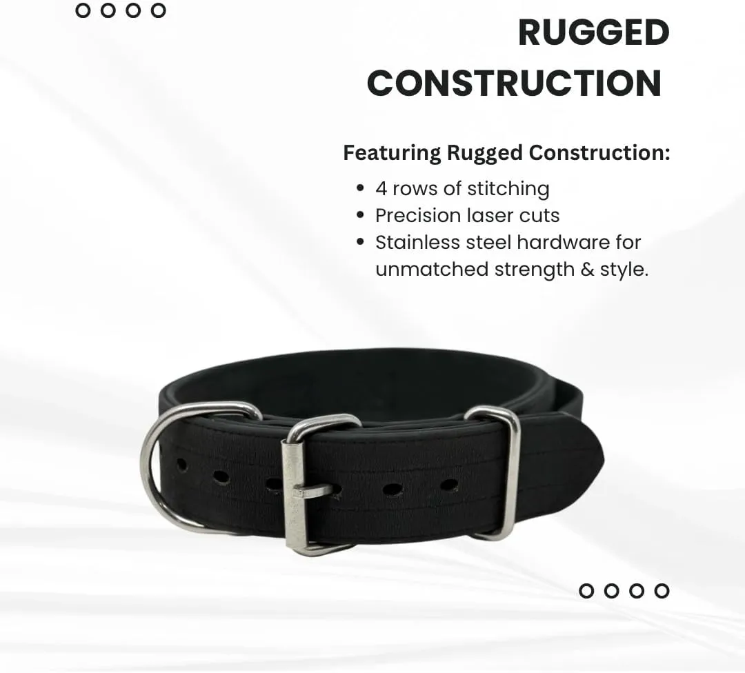 SparkDog Collars Waterproof Working Dog Collar with Handle, Agitation, Dock Diving, Canine Biathlon, Military Tactical Style, Hiking, Adventure, Traffic Control Handle, Service Dog (Black, Handle)