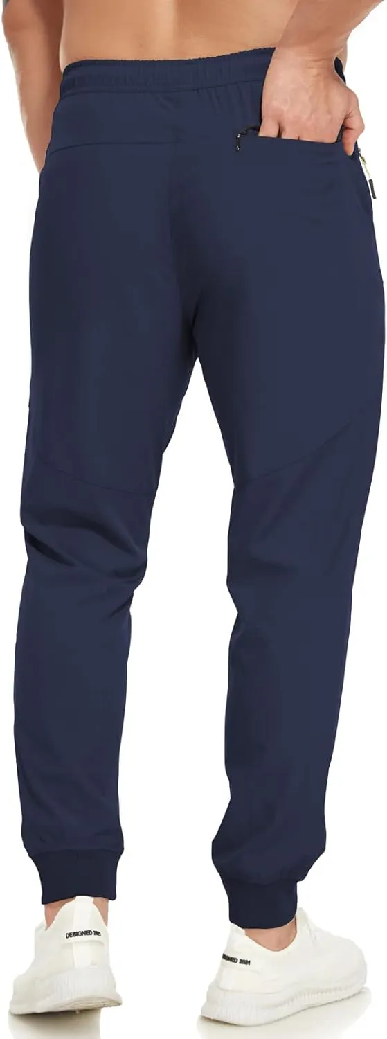 SPOSULEI Mens Joggers Lightweight Athletic Hiking Pants Quick Dry Running Track Gym Sweatpants with Zipper Pockets
