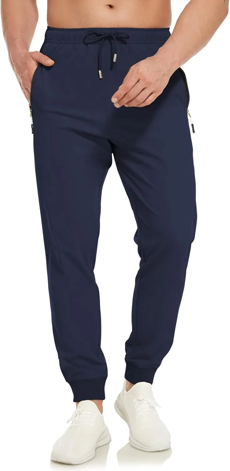 SPOSULEI Mens Joggers Lightweight Athletic Hiking Pants Quick Dry Running Track Gym Sweatpants with Zipper Pockets