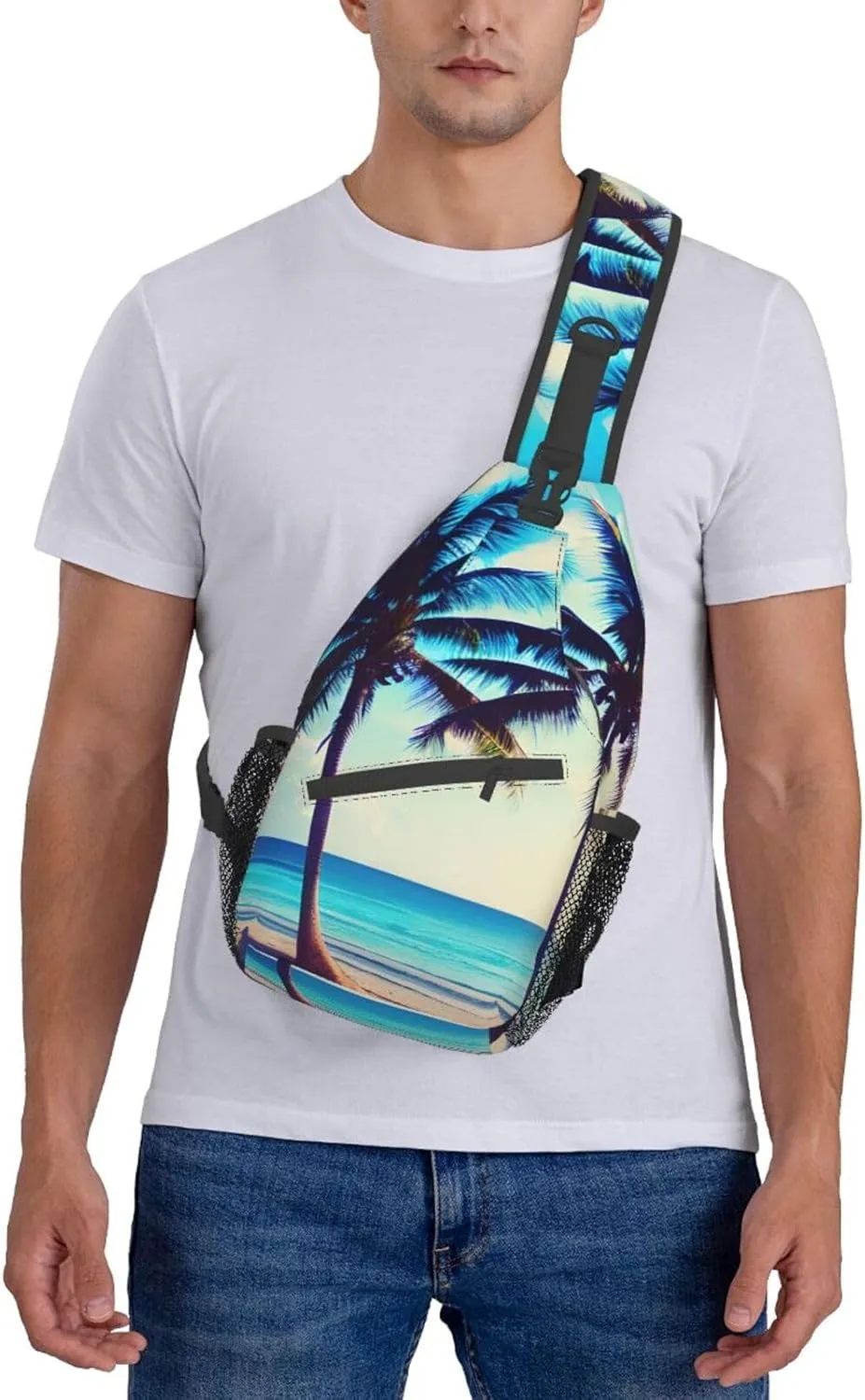 SSIMOO Beach Palm Trees 1 Versatile Travel Hiking Backpack-Perfect For Outdoor Cycling,Chest Shoulder Bag