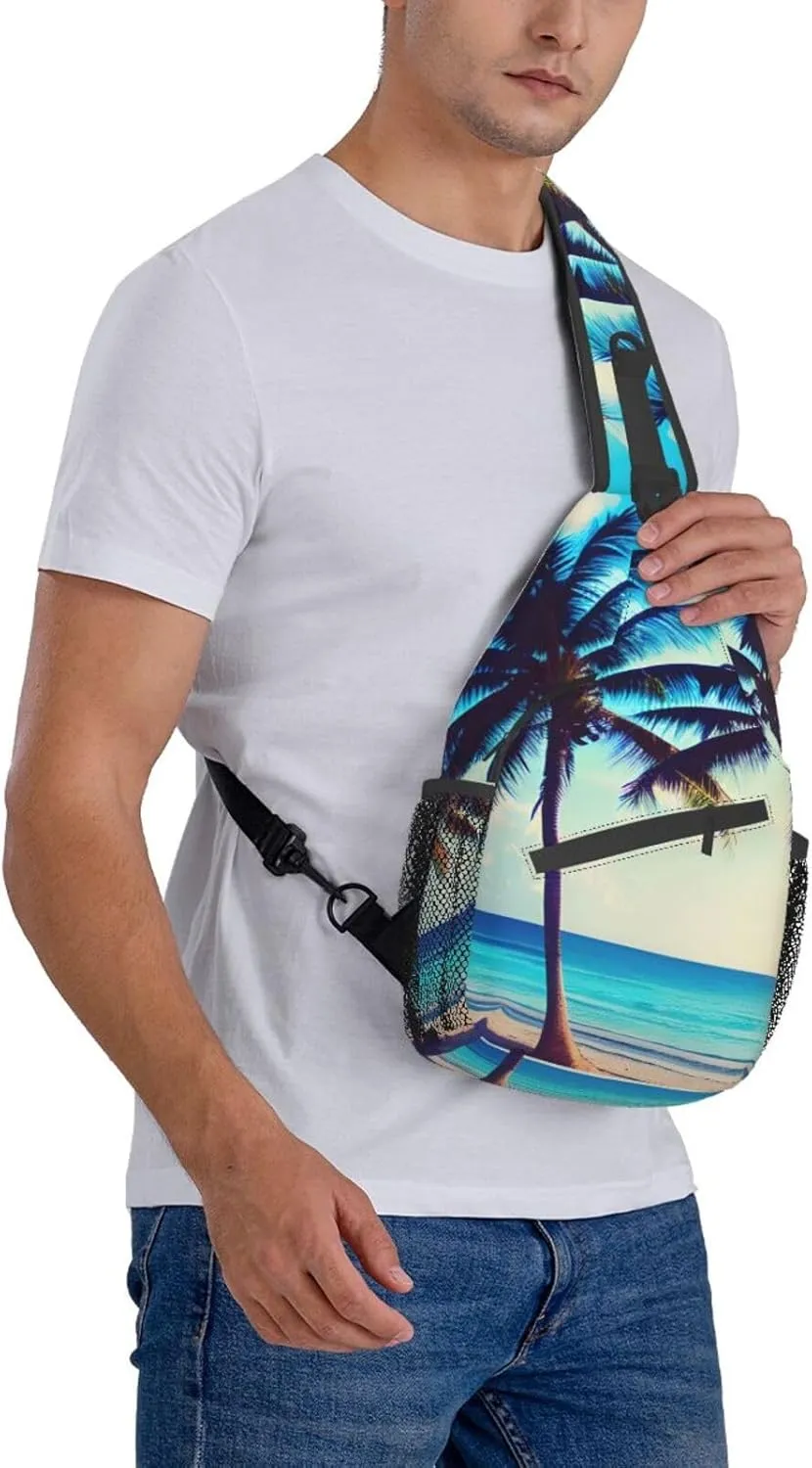 SSIMOO Beach Palm Trees 1 Versatile Travel Hiking Backpack-Perfect For Outdoor Cycling,Chest Shoulder Bag