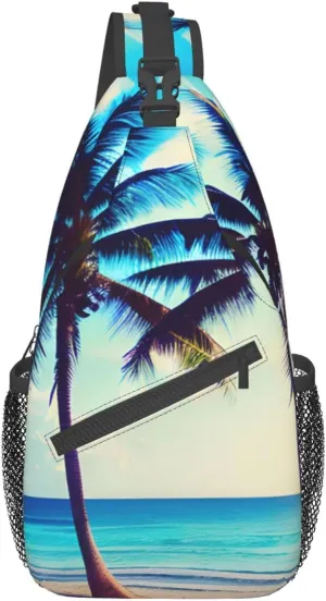 SSIMOO Beach Palm Trees 1 Versatile Travel Hiking Backpack-Perfect For Outdoor Cycling,Chest Shoulder Bag