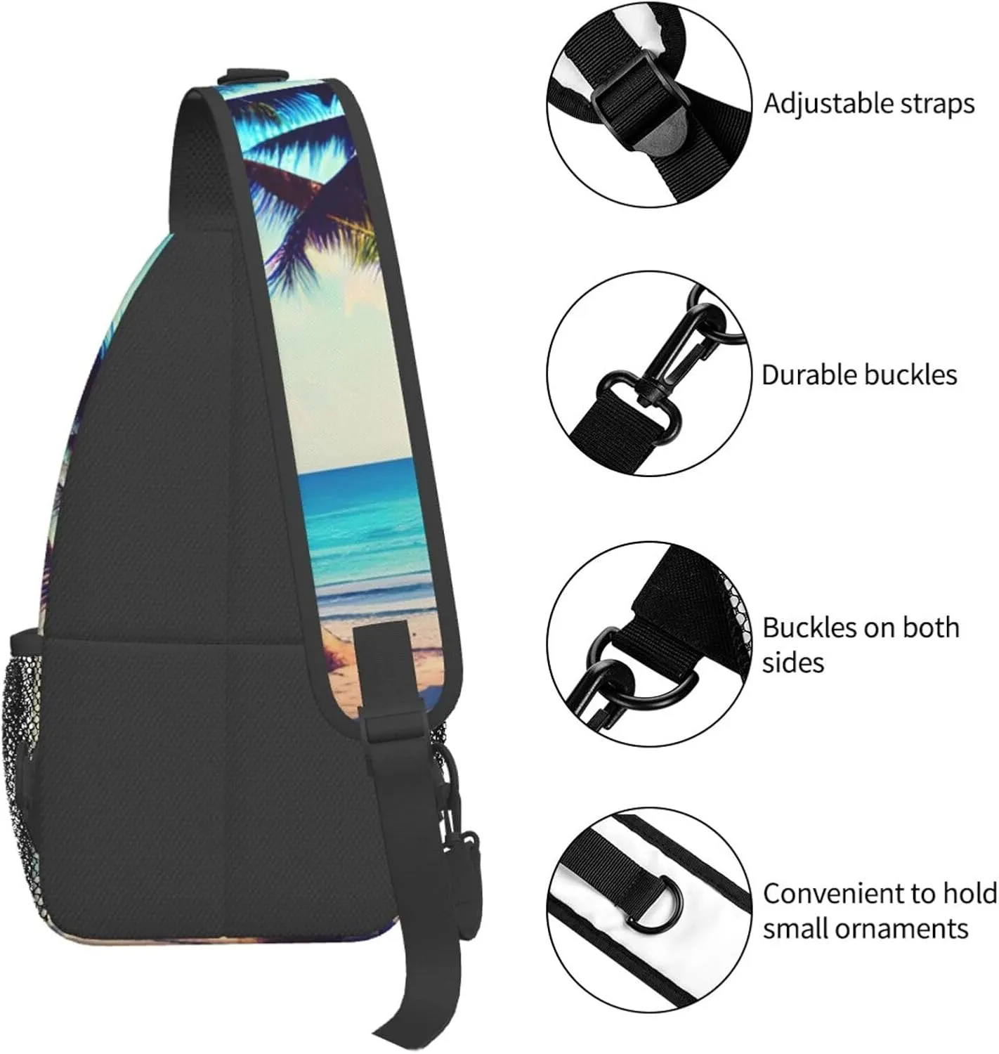 SSIMOO Beach Palm Trees 1 Versatile Travel Hiking Backpack-Perfect For Outdoor Cycling,Chest Shoulder Bag