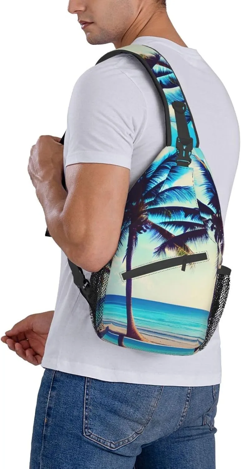 SSIMOO Beach Palm Trees 1 Versatile Travel Hiking Backpack-Perfect For Outdoor Cycling,Chest Shoulder Bag