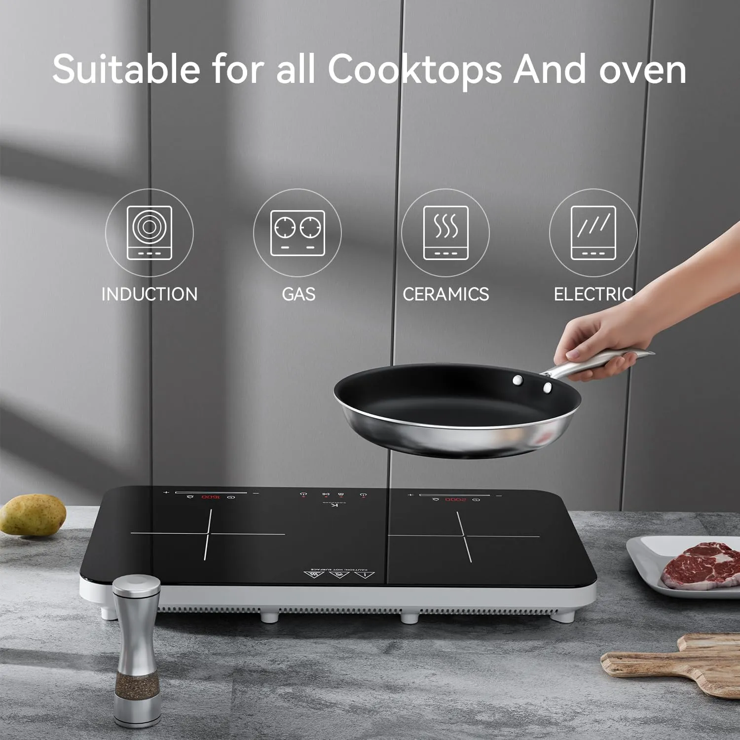 Stainless Steel Nonstick Frying Pan Set, 3 Piece cookware set, Tri-Ply Skillet, 8 inch, 9.5 inch, 11inch Cooking pan, Oven Dishwasher Induction Gas Safe, Silver, Suitable for All Stove