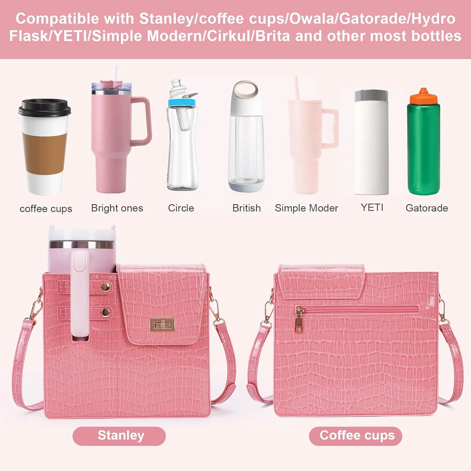 Stanley Outdoor Portable Crossbody Cup Storage Bag with Purse, Crossbody Bag for Stanley Bottle
