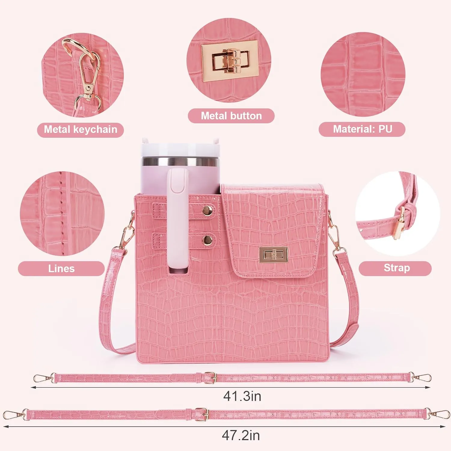 Stanley Outdoor Portable Crossbody Cup Storage Bag with Purse, Crossbody Bag for Stanley Bottle