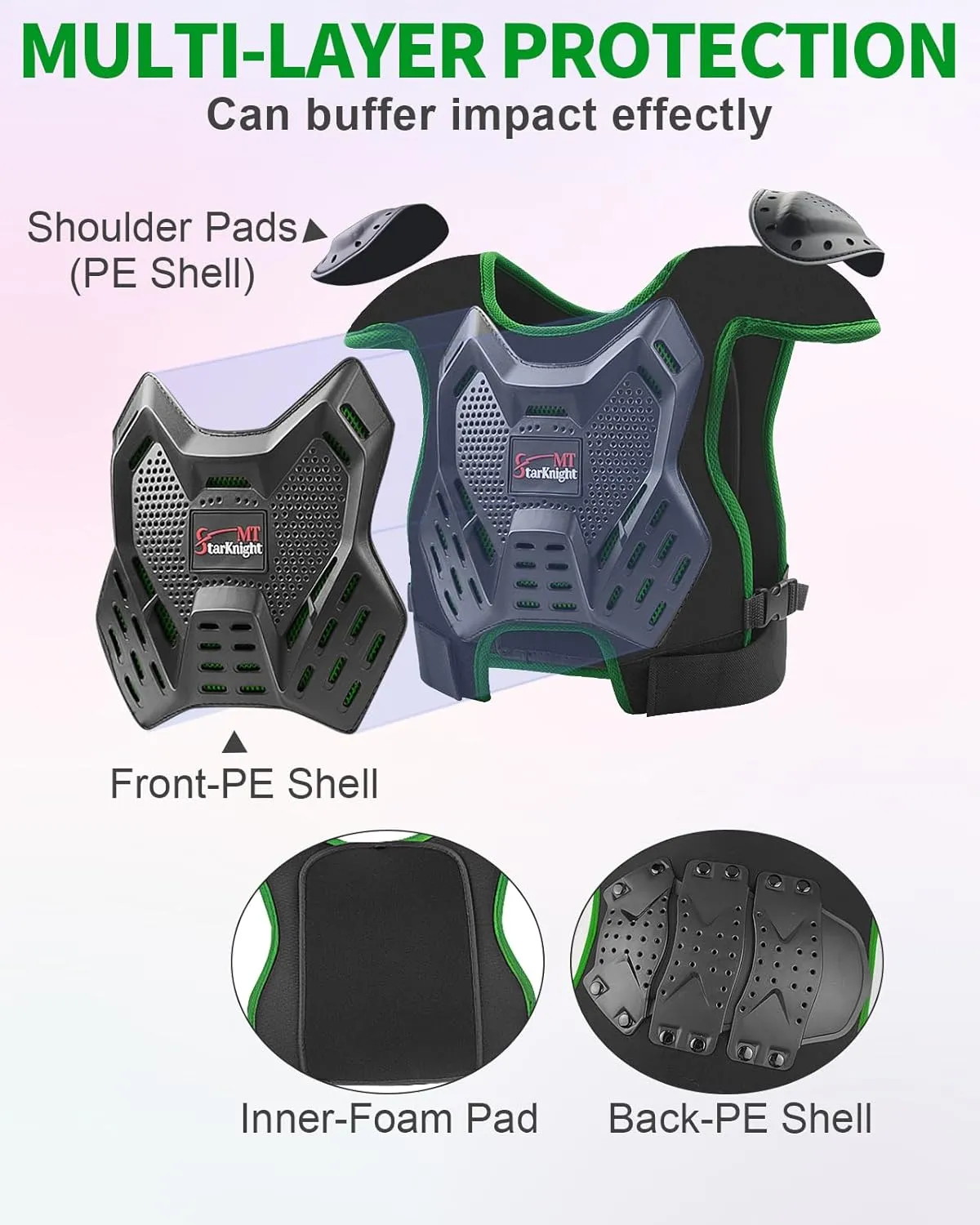 StarknightMT Kids Dirt Bike Gear - Youth Motorcycle Riding Protective Gear Motocross Armor Suit Chest Protector for Boys Girls Mountain Biking Cycling