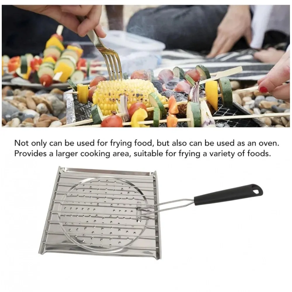 Steel Toaster White Foldable Stainless Steel Grilling Pan (Silver)