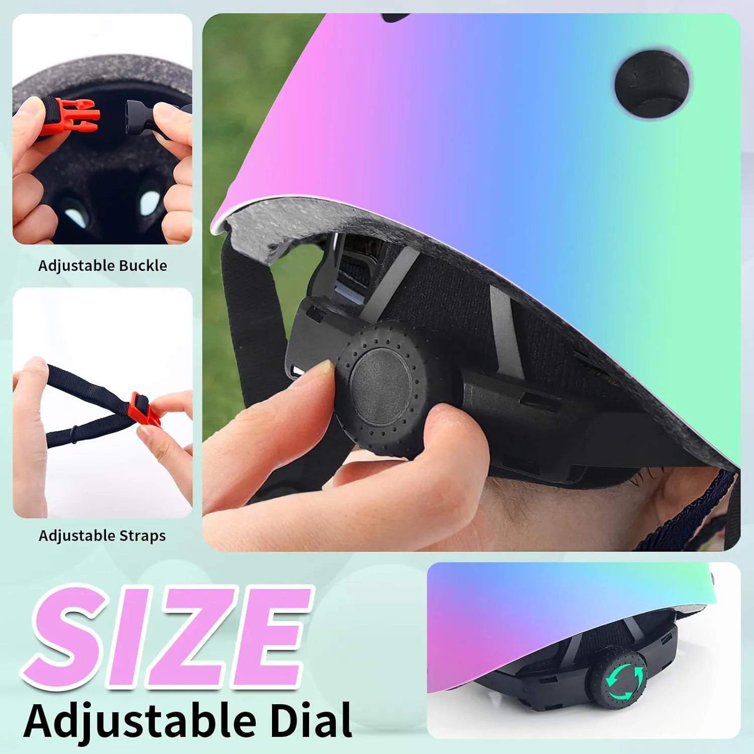 Sticker Adjustable Color Gradient Bike Kids Toddler Helmet and pads for Kids 3-5-8-14 Boys Girls Child Skateboard Helmet with Knee Pad Elbow Pads Guards,Riding Scooter Roller Inline skatings Longboard