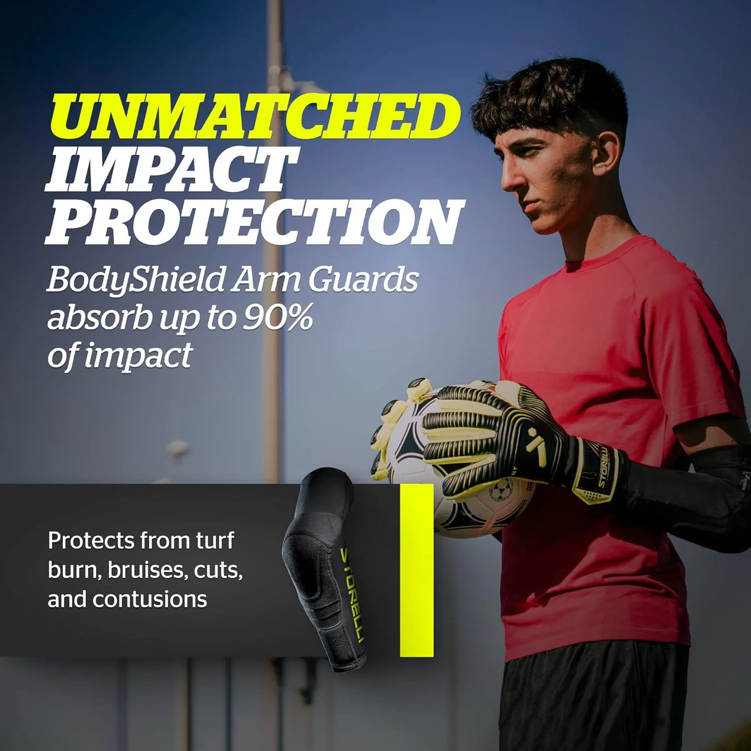 Storelli BodyShield Arm Guards | Protective Soccer Elbow Pads | Enhanced Arm Protection |