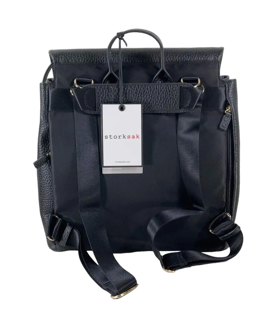 StorkSak St. James Leather Changing Bag, Black
