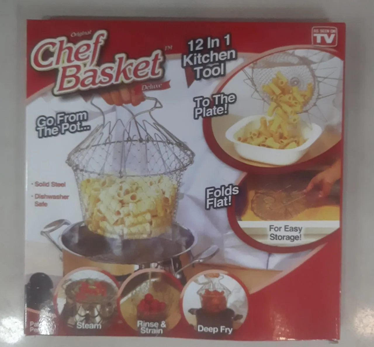 STRAIN FOLDABLE DEEP Positive feedback MULTI-FUNCTIONAL Kitchen MESH STAINLESS FRYER COOKING Happy customers Deluxe RINSE Colander, Basket BASKET Chef STEEL STEAM FRY