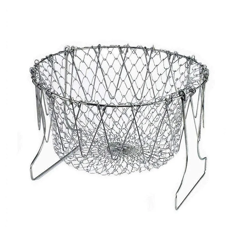 STRAIN FOLDABLE DEEP Positive feedback MULTI-FUNCTIONAL Kitchen MESH STAINLESS FRYER COOKING Happy customers Deluxe RINSE Colander, Basket BASKET Chef STEEL STEAM FRY