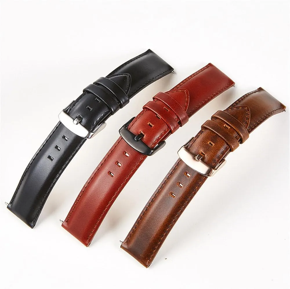 Strap 18mm 20mm 22mm Black Brown Red Strap Quick Release Strap Watch AccessoriesLeather
