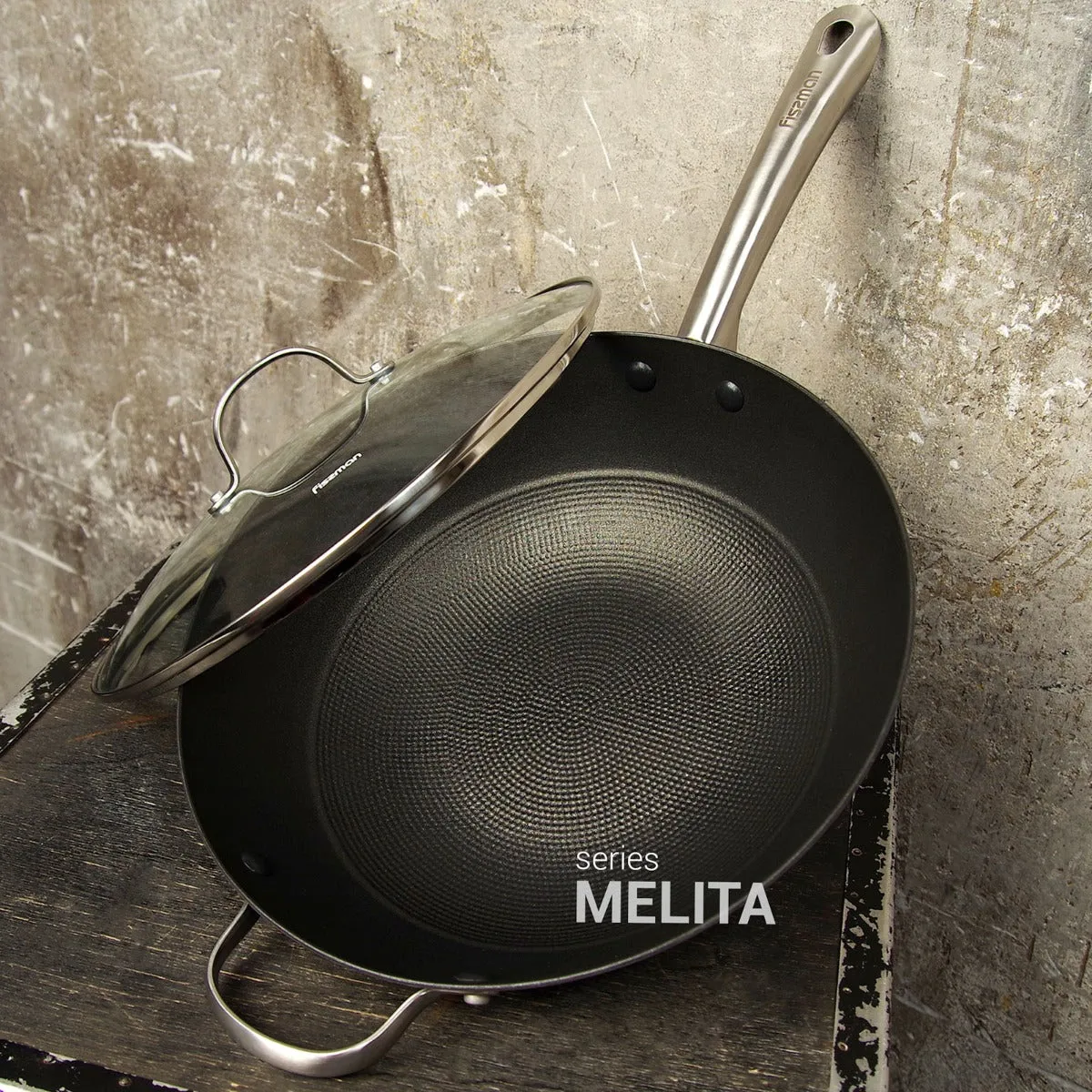 Streamlined Wok 8cm with Best-reviewed 30 Glass Melita LID Pan Fissman x