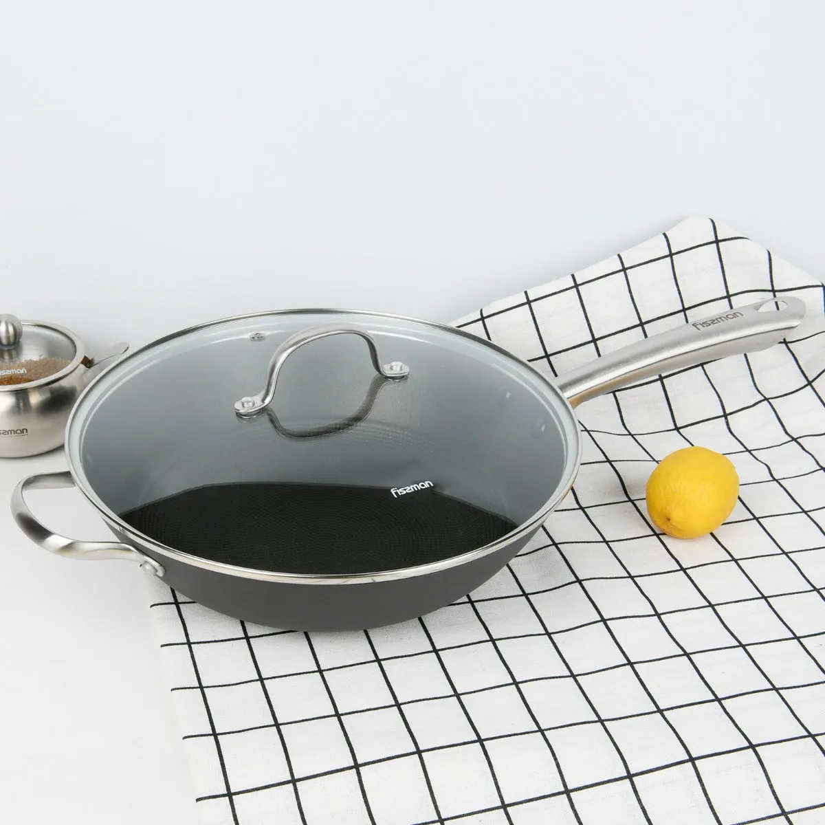 Streamlined Wok 8cm with Best-reviewed 30 Glass Melita LID Pan Fissman x