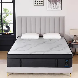 Suiforlun 15" Queen Mattress, Gel & Bamboo Charcoal Infused Memory Foam, Medium Euro Top Hybrid Pocket Spring Mattress for Restful Sleep, Enhanced Pressure Relief and Edge Support, 120 Nights Trial