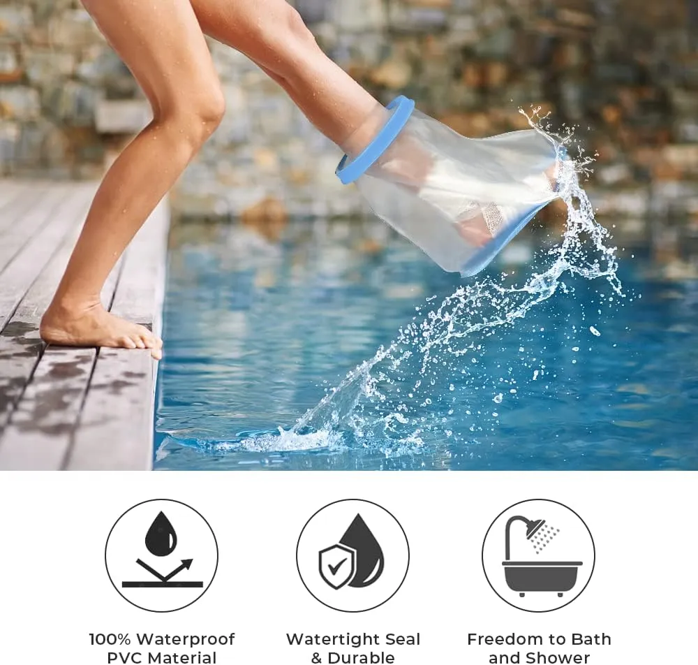 Sumifun Waterproof Foot Cast Covers for Shower Adult with Non-slip Padding Bottom, Watertight Ankle Cast Protector Keep Wounds Dry