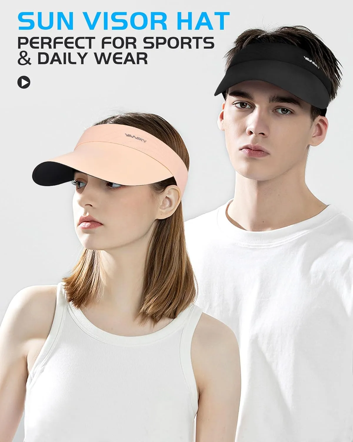 Sun Visor Hats for Women/Men Sun Protection UPF 50  Lightweight Sport Hats Adjustable Empty Top Cap Ponytail Cap